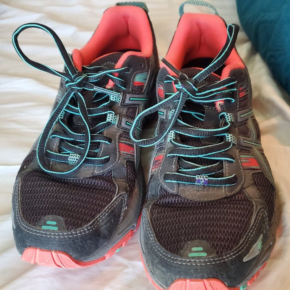 Peach, mint and black Asics Athletic Shoes